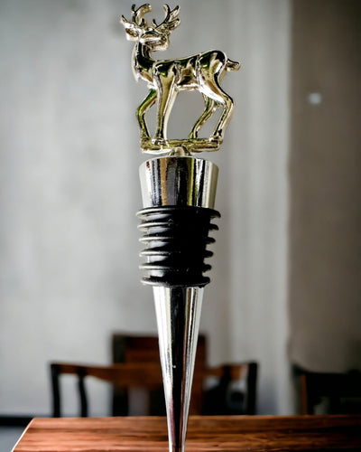 Tappo per Vino in Metallo Esclusivo con Cervo - Elegante e Funzionale, possibilità di personalizzazione con incisione