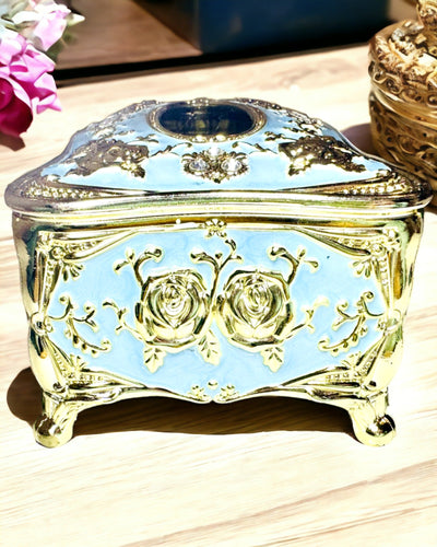 Scatola di Lusso per Fazzoletti con Motivo a Rilievo di Rose e Maniglie Eleganti