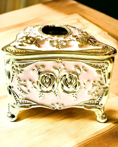 Elegante Scatola Rosa per Fazzoletti con Rose in Rilievo – Tocco di Lusso per Salotto, Hotel o Club