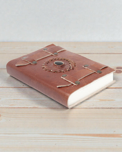 Taccuino in pelle Onice nero con cinturini – 15x10 cm