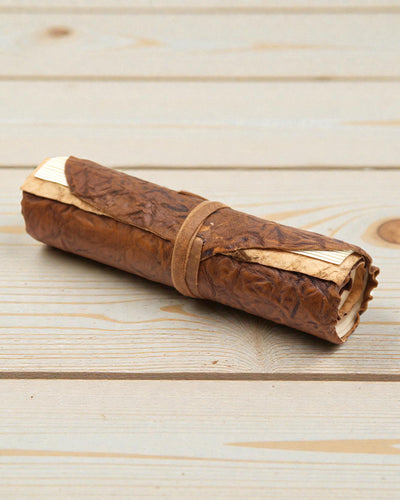 Taccuino da viaggio arrotolabile in pelle – Naturale (21 x 15 cm)