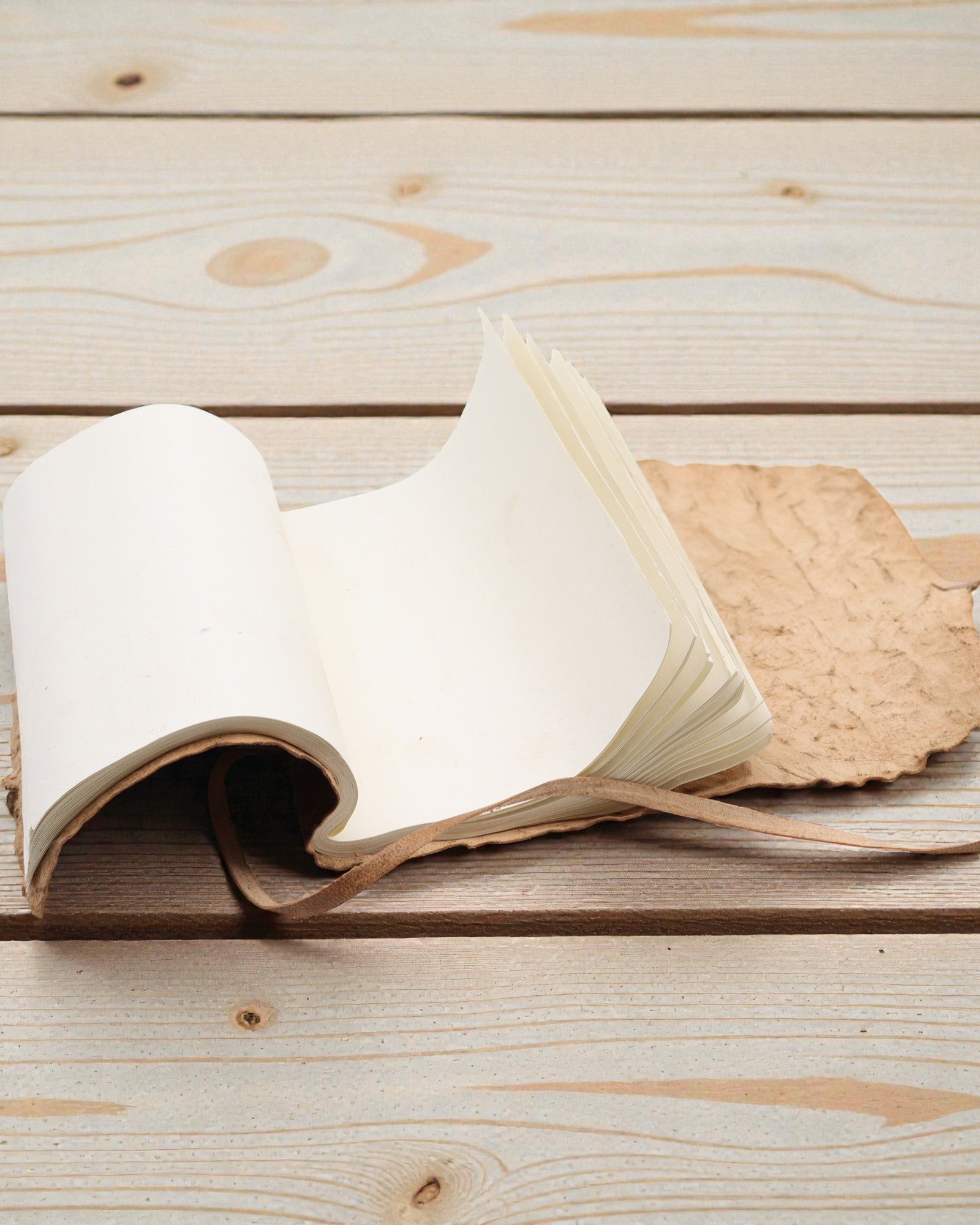 Taccuino da viaggio arrotolabile in pelle – Naturale (21 x 15 cm)