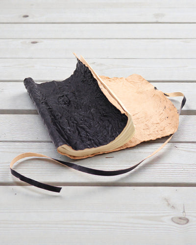 Taccuino da viaggio arrotolato in pelle - 96 pagine - Nero 21x15cm