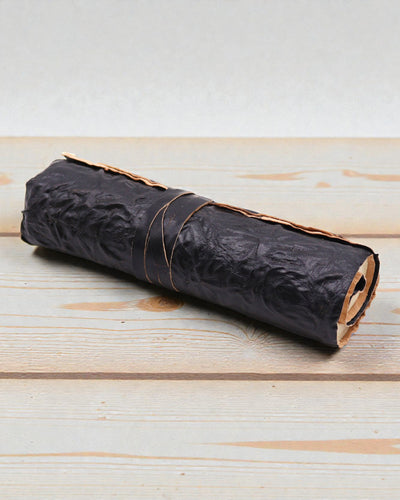 Taccuino da viaggio arrotolato in pelle - 96 pagine - Nero 21x15cm