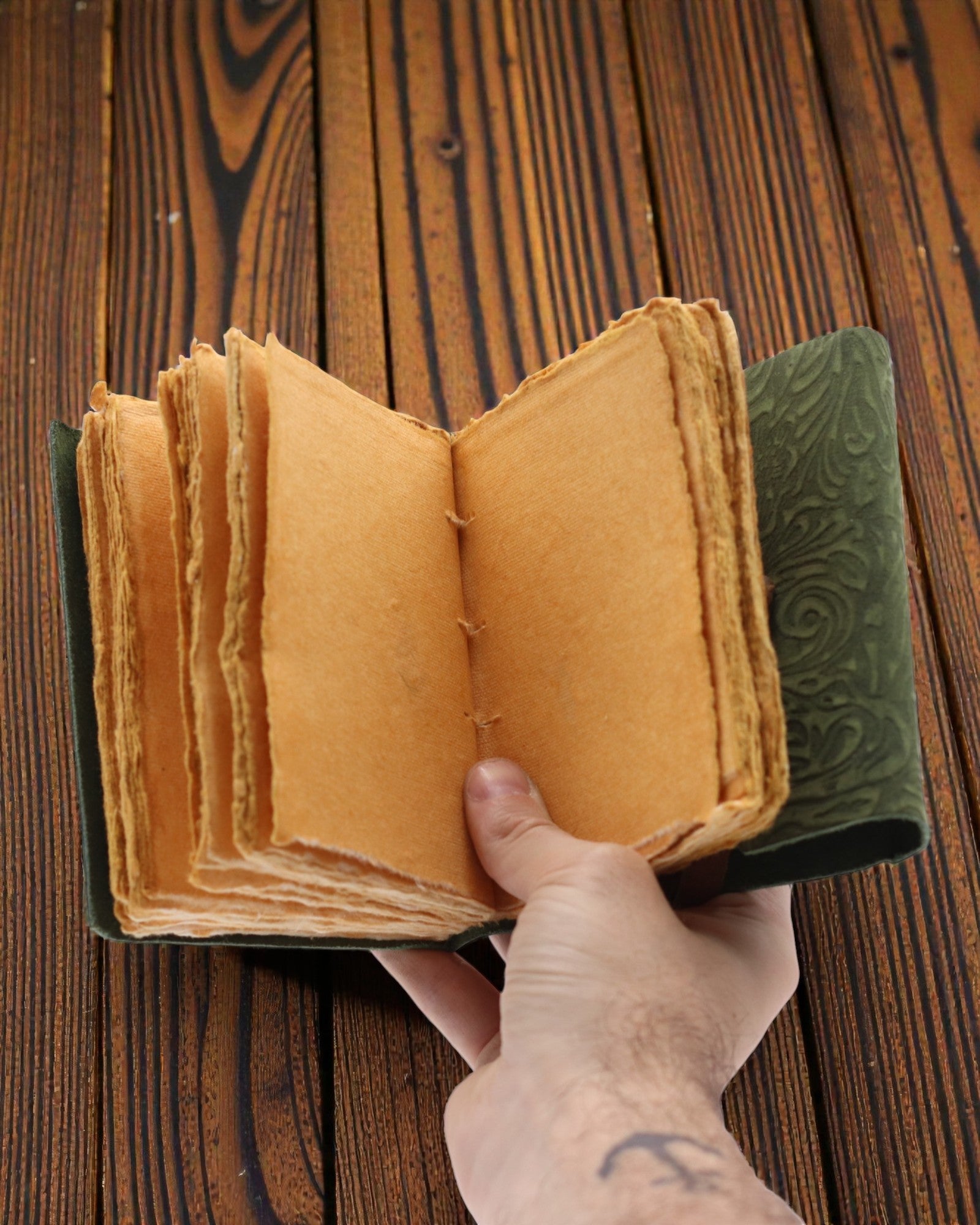 Green Maze Vintage – taccuino in pelle con pagine anticate 12,7 × 8,9 cm