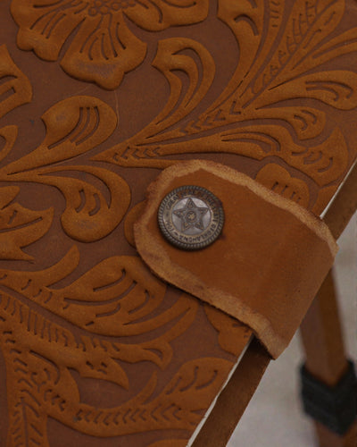 Taccuino in pelle con fiori goffrati – marrone (17,8 x 12,7 cm)