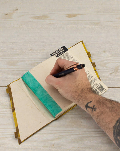 Taccuino medio Lokta Fiori audaci – color senape (45 fogli, 15 x 12 cm)