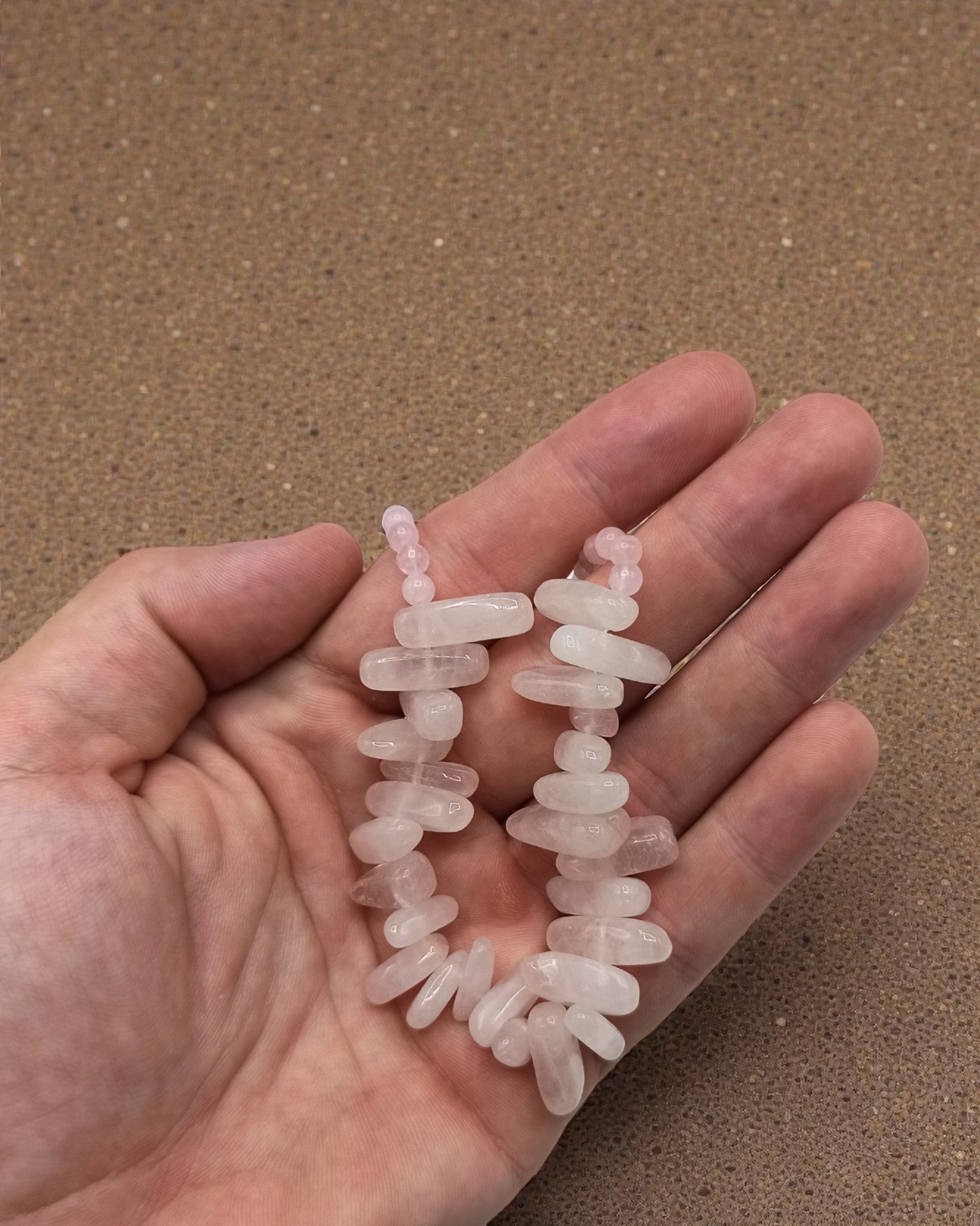 Collana con gemme Longstone - quarzo rosa