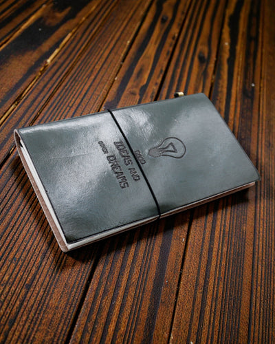 Diario in pelle fatto a mano - Buone idee e altri sogni - Grigio (80 pagine)