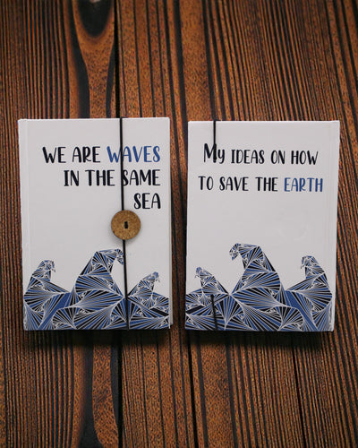 Waves Together – piccolo taccuino con cinturino e bottone in cocco 18 × 12,5 cm, 200 pagine