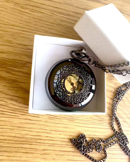 Orologio da Tasca Nero "Midnight Elegance", personalizzazione per regalo con incisione