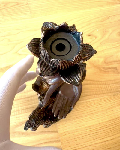 Mano Mistica, Bruciatore di Incenso, supporto per incenso a Flusso, possibilità di personalizzazione con incisione per regalo