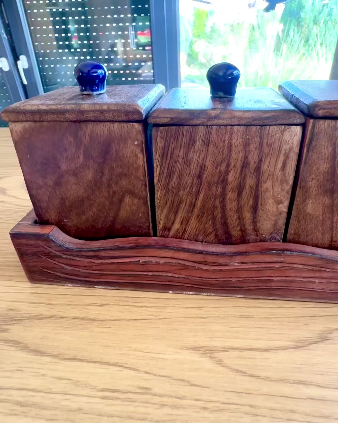 Set Royal Trio – Tè, Caffè, Zucchero in legno di Shisham, fatto a mano, con opzione di incisione per regalo