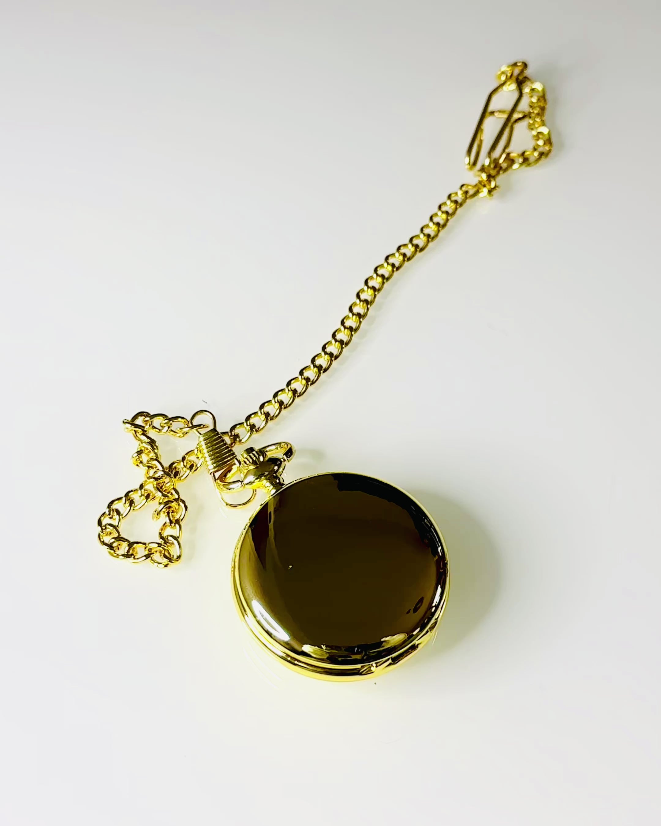 Orologio da Tasca Meccanico Classico con Doppio Coperchio, Manuale, Colore Oro, con Incisione