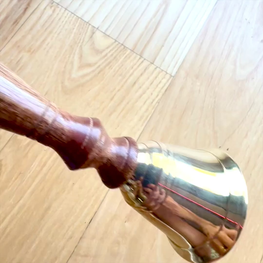 Campanello a Mano in Ottone Stile Retrò con Manico in Legno