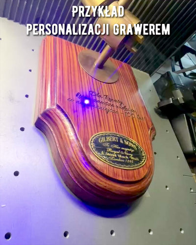 Lente d'ingrandimento artigianale "Royal Magnifier" con base e supporto regolabile - possibilità di personalizzazione con incisione per regalo