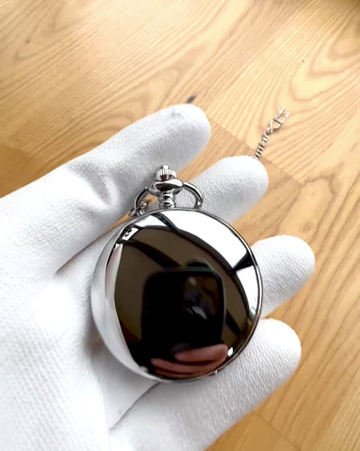 Orologio da Tasca Meccanico Classico con Doppio Coperchio, Manuale, Colore Argento