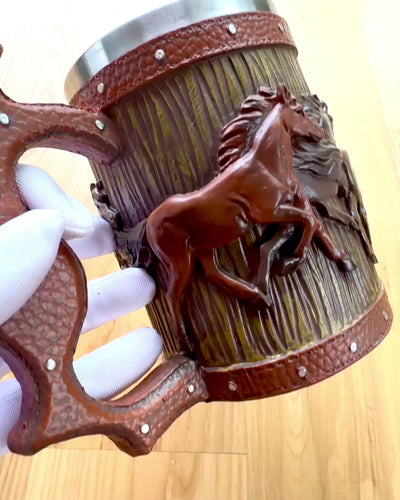 Tazza con Motivo di Cavalli, 330 ml, possibilità di personalizzazione con incisione per regalo