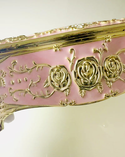 Elegante Scatola Rosa per Fazzoletti con Rose in Rilievo – Tocco di Lusso per Salotto, Hotel o Club