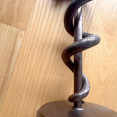 Figura Bastone di Esculapio 30 cm in resina - regalo personalizzato per medici, infermieri o farmacisti - decorazione marrone/ottone con incisione