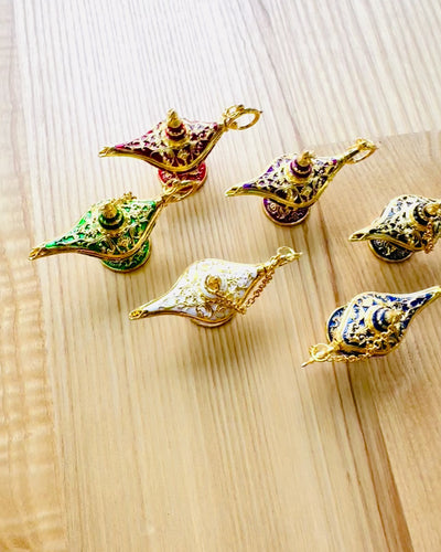 Piccola Lampada Magica di Aladino da 4 cm, portachiavi, 6 varianti di colore - Ricordi Incantati, personalizzazione con incisione