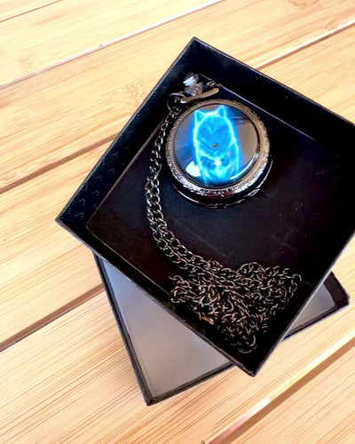 Orologio da Tasca Lunar Wolf – Orologio del Lupo Lunare, possibilità di personalizzazione con incisione per regalo