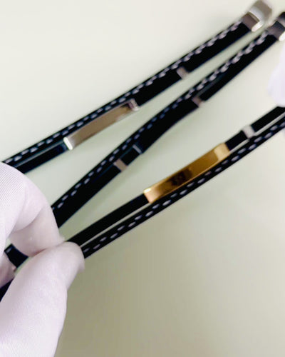 Braccialetto Sportivo in Pelle PU e Acciaio Inossidabile con Possibilità di Incisione – 3 Colori