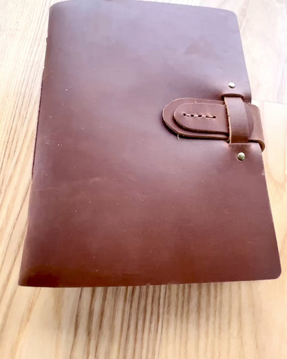 Taccuino Premium "RetroNotes" – Elegante taccuino in Vera Pelle - 200 pagine, 120g, taccuino, album da disegno, colore marrone, personalizzazione con incisione