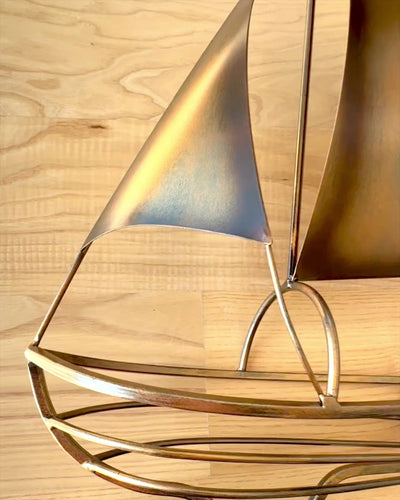 Portabottiglie in Metallo 45 cm di altezza, "Fantasia Marinara" - a Forma di Veliero con Possibilità di Incisione per regalo