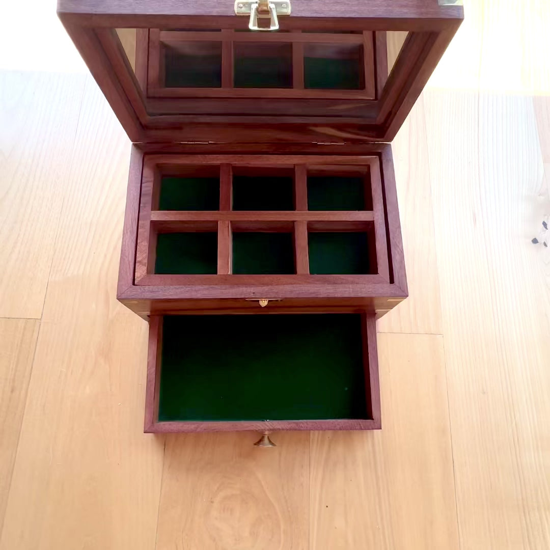 Elegante scatola porta gioie in legno con specchio e incisione personalizzata
