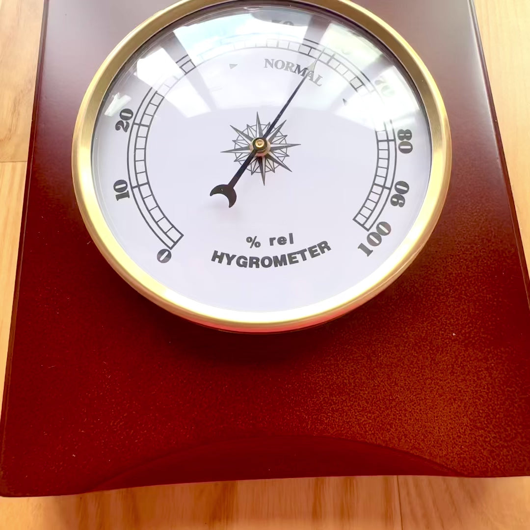 Elegante Stazione Meteo Retrò 36 cm con Incisione – Barometro, Termometro, Igrometro in Custodia in Legno