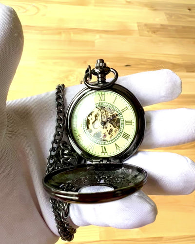 Orologio da tasca "Eterna Eleganza", regalo personalizzato, incisione. Colore nero