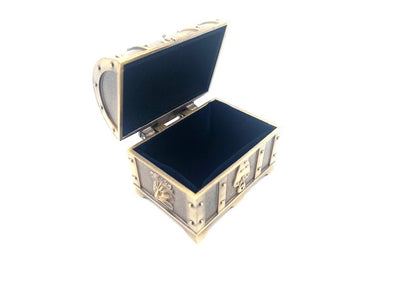 Forziere del Tesoro in Metallo Retrò con Incisione - cofanetto dorato 7x5x5 cm
