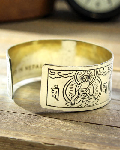 Bracciale Tibetano in Ottone Cinque Buddha – Protezione Spirituale