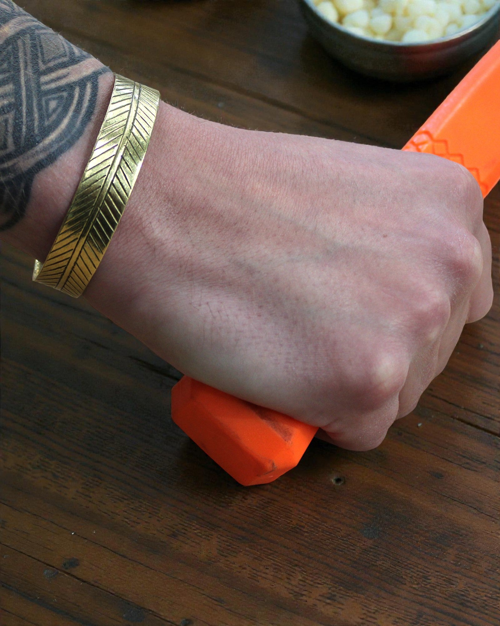 Bracciale Tibetano in Ottone Foglia Dorata – Tribal Largo