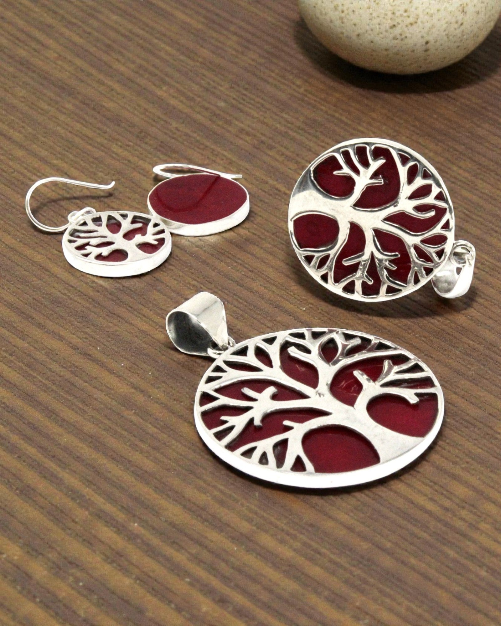 Ciondolo in argento Albero della Vita 30 mm – Coral Spirit
