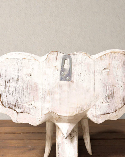 Grande Testa di Elefante 29x26 cm – Bianco e Oro