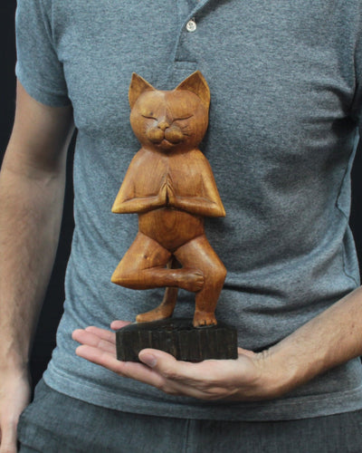 Scultura di Gatto – Yoga 2 Su una Gamba 30 cm