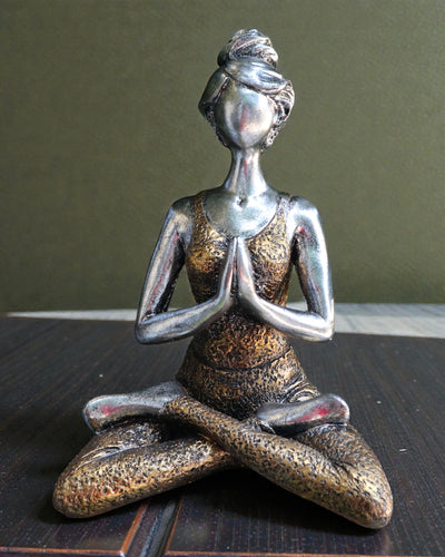 Statuetta di Donna 24 cm – Yoga Equilibrio Argento-Oro