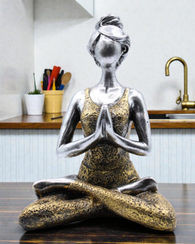 Statuetta di Donna 24 cm – Yoga Equilibrio Argento-Oro
