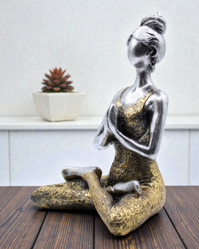 Statuetta di Donna 24 cm – Yoga Equilibrio Argento-Oro