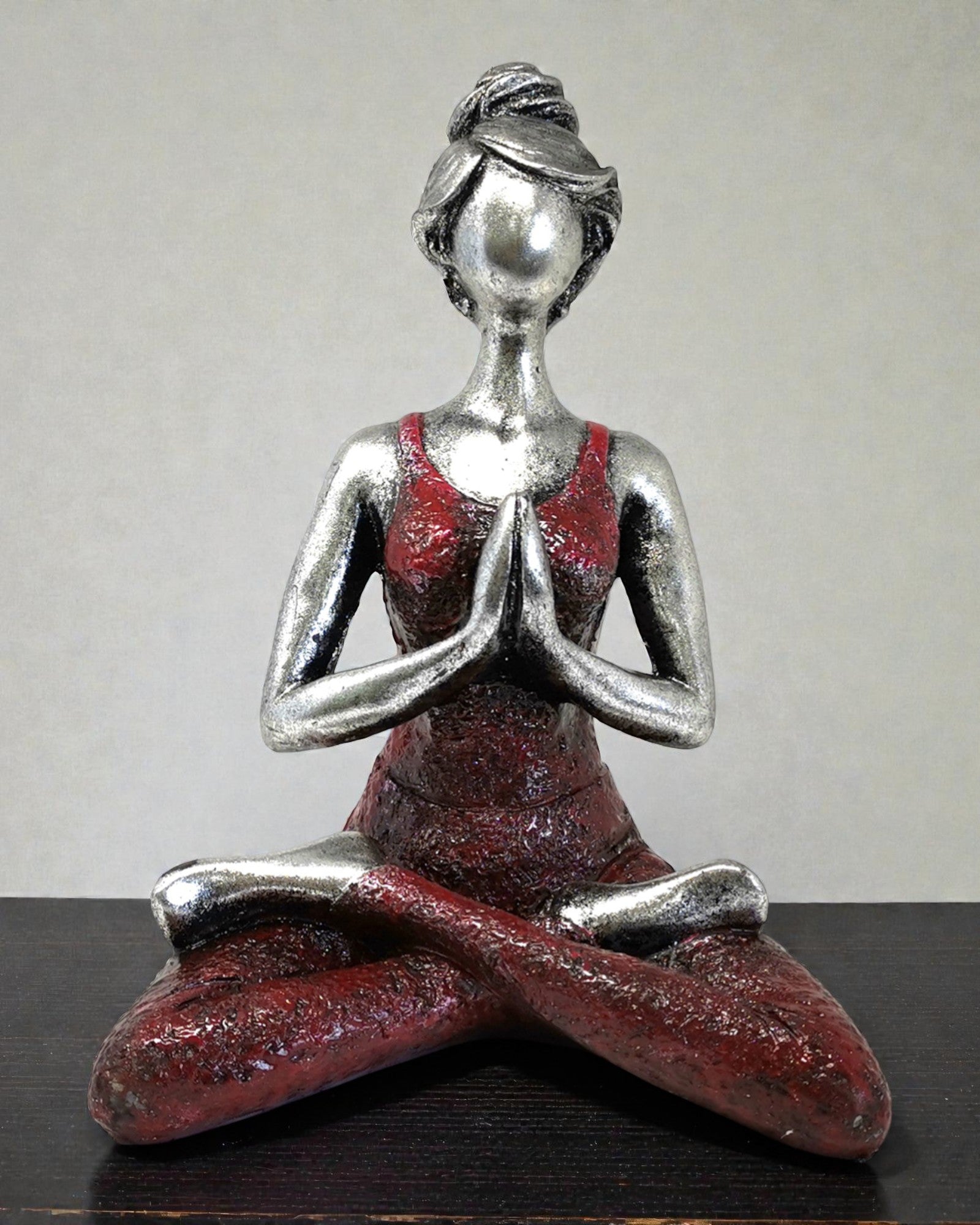 Statuetta di Donna 24 cm – Yoga Armonia Argento-Bordeaux