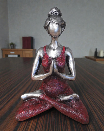 Statuetta di Donna 24 cm – Yoga Armonia Argento-Bordeaux