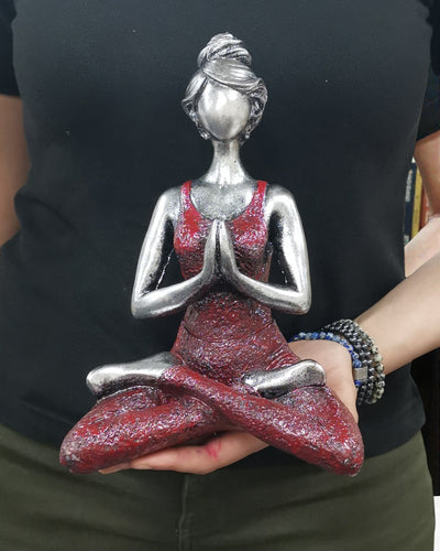 Statuetta di Donna 24 cm – Yoga Armonia Argento-Bordeaux