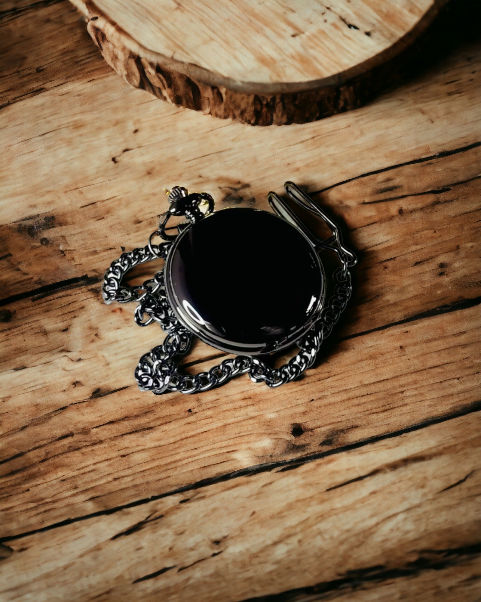 Orologio da Tasca Meccanico Classico con Doppia Copertura – Manuale, Nero, personalizzazione con incisione